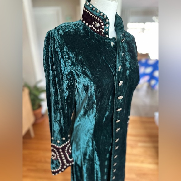 Double D Ranch Velvet Studded Western Duster Coat Small - Picture 2 of 5